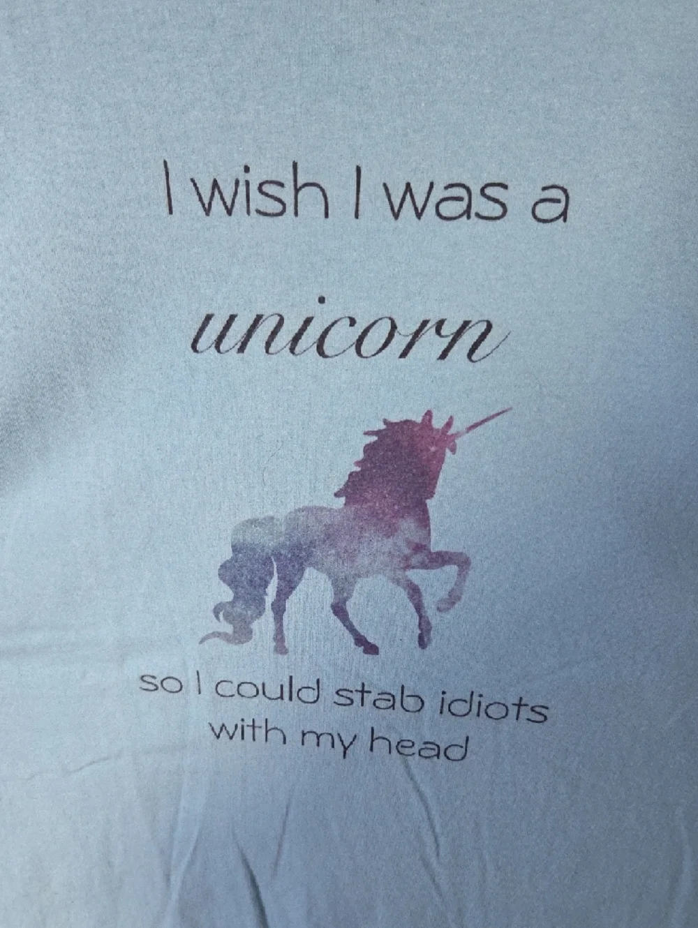 Hanes Light Blue Unicorn Graphic Short Sleeve Tee - Picture 2 of 4